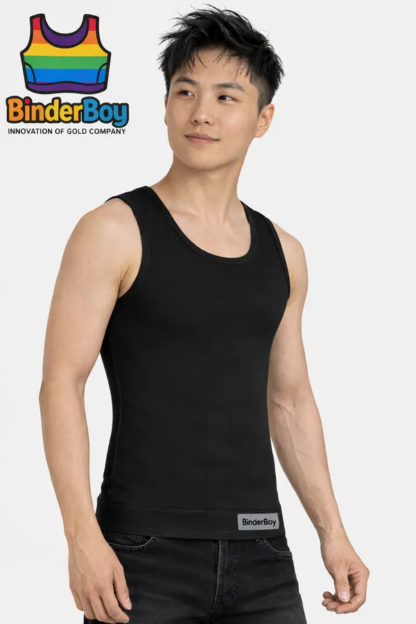 Black_Cotton_Blend_Full_Length_Plain_Compression_Tank_Top_For_Men