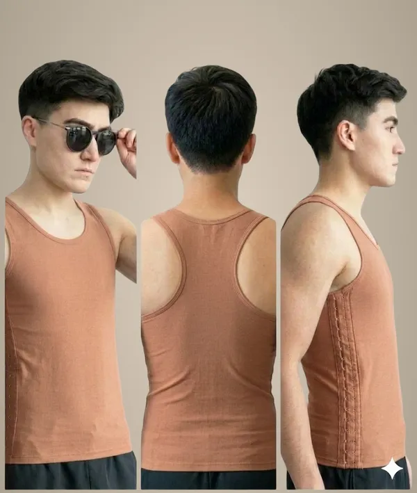 Skin_Tone_Elastic_Fabric_Full_Length_Sando_Style_Side_Zip_Compression_Tank_Top_For_Men