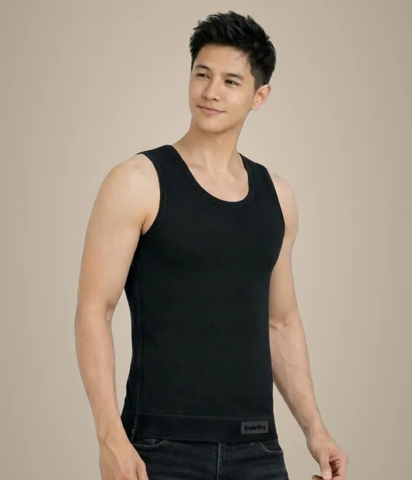 Black_Elastic_Fabric_Full_Length_Side_Zip_Chest_Binder_For_Unisex