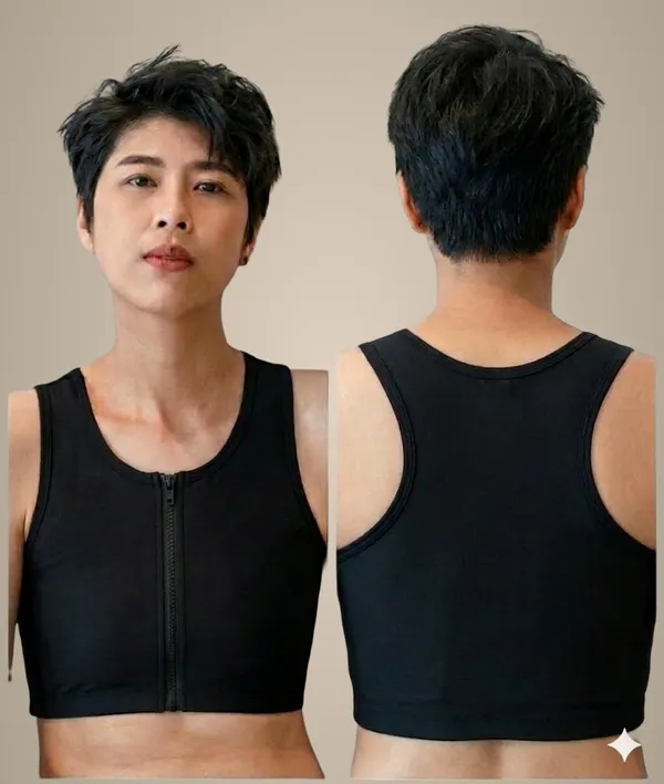 Black_Elastic_Fabric_Sando_Style_Front_Zip_Sports_Bra_For_Women