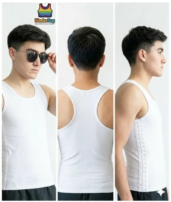 White_Elastic_Fabric_Full_Length_Sando_Style_Side_Zip_Compression_Tank_Top_For_Men