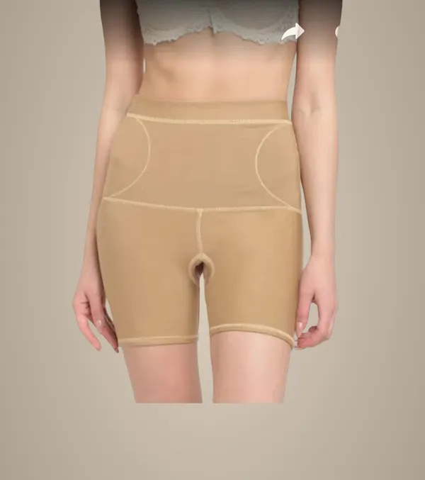 Beige_Cotton_Blend_Shapewear_Shorts_For_Women