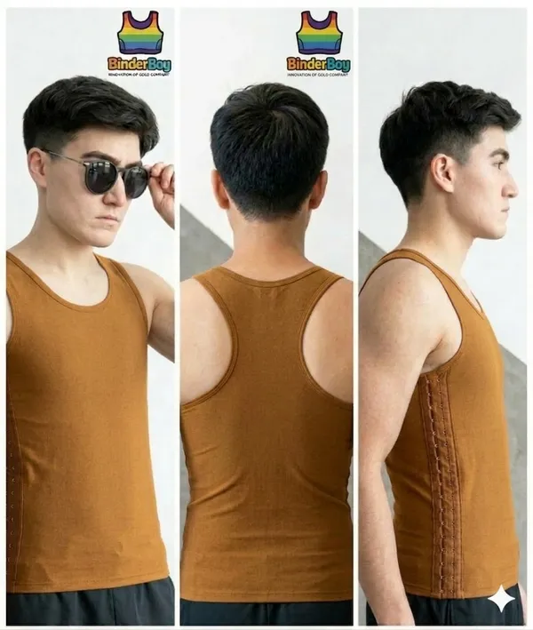 Brown_Elastic_Fabric_Full_Side_Zip_Compression_Tank_Top_For_Men