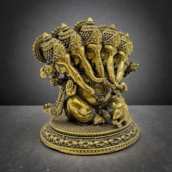 Brass_Panchmukhi_Ganesha_Idol_For_Indoor