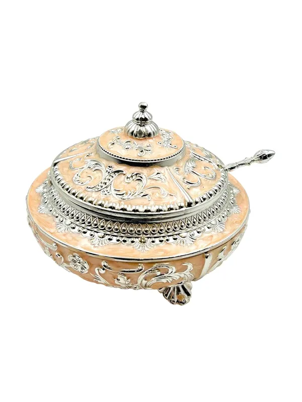 German_Silver_Sugar_Pot_With_Spoon_And_Lid_For_Indoor