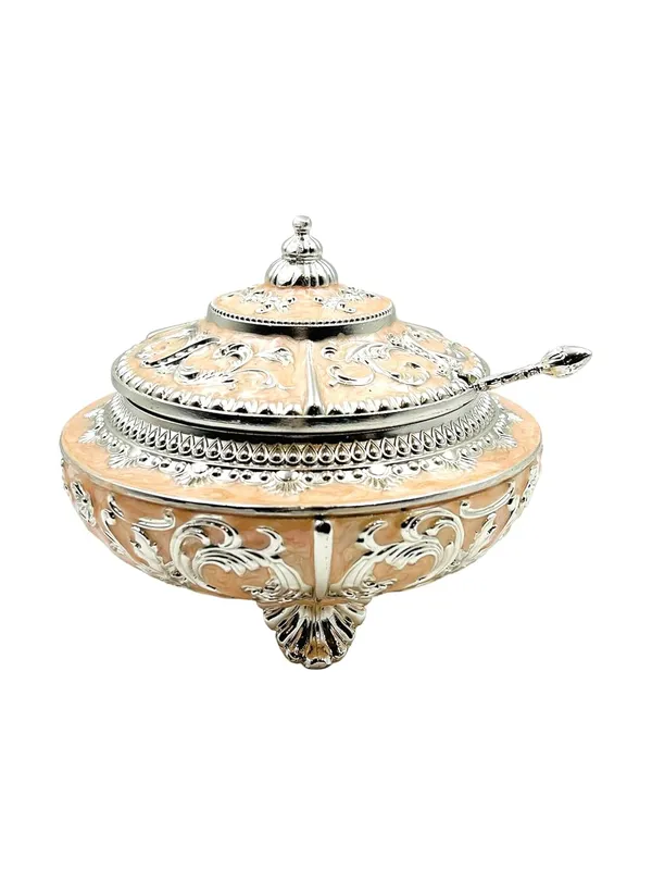 German_Silver_Sugar_Pot_With_Spoon_And_Lid_For_Indoor