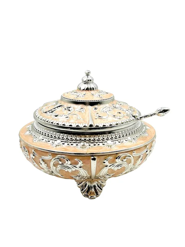 German_Silver_Sugar_Pot_With_Spoon_And_Lid_For_Indoor