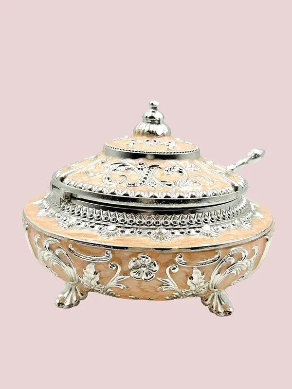 German_Silver_Sugar_Pot_With_Spoon_And_Lid_For_Indoor