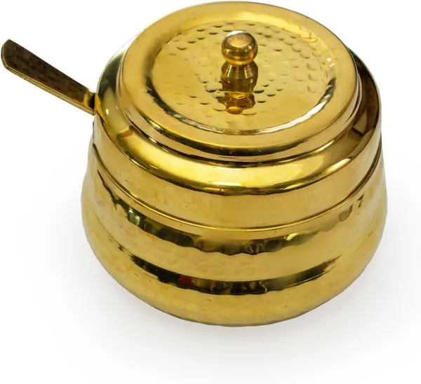 Brass_Ghee_Pot_With_Spoon_For_Indoor