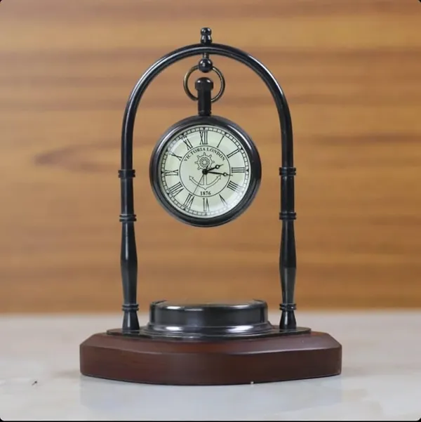 Brass_Pocket_Watch_Table_Clock_With_Compass_For_Indoor