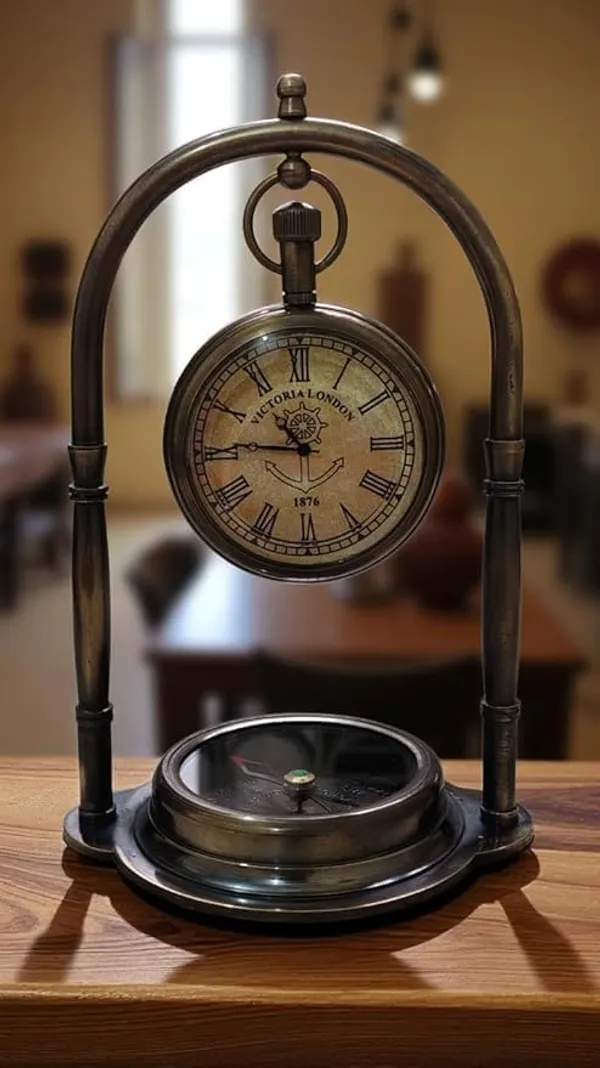 Brass_Pocket_Watch_Table_Clock_With_Compass_For_Indoor