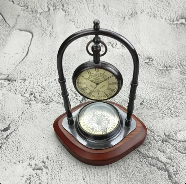Brass_Pocket_Watch_Table_Clock_With_Compass_For_Indoor