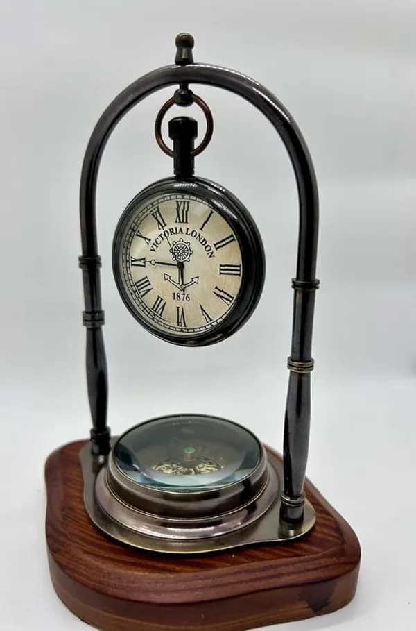 Brass_Pocket_Watch_Table_Clock_With_Compass_For_Indoor
