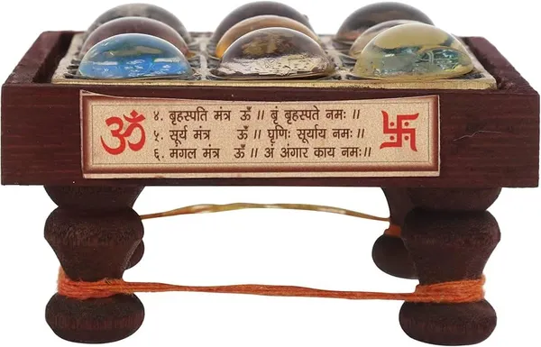 Wooden_Navgrah_Yantra_Pooja_Chowki_With_Brass_Base_And_Glass_Cover_For_Indoor