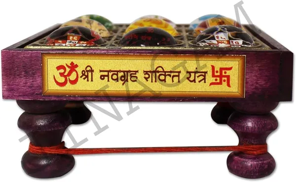 Wooden_Navgrah_Yantra_Pooja_Chowki_With_Brass_Base_And_Glass_Cover_For_Indoor