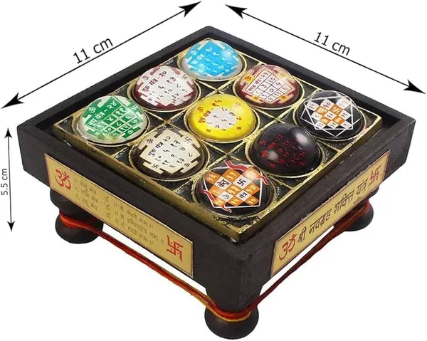 Wooden_Navgrah_Yantra_Pooja_Chowki_With_Brass_Base_And_Glass_Cover_For_Indoor