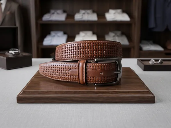 Tan_Brown_Handcrafted_Tan_Woven_Leather_Belt_With_Metal_Buckle_For_Men