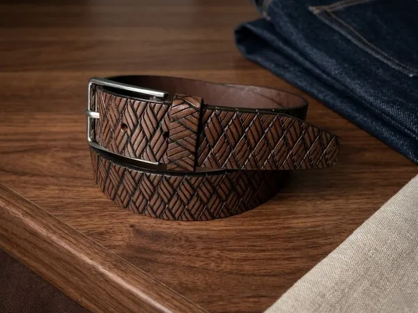 Brown_Textured_Leather_Belt_With_Silver_Buckle_For_Men