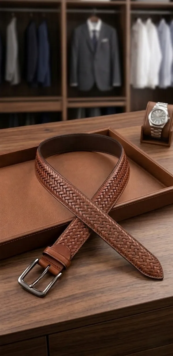 Brown_Braided_Leather_Belt_With_Metal_Buckle_For_Men