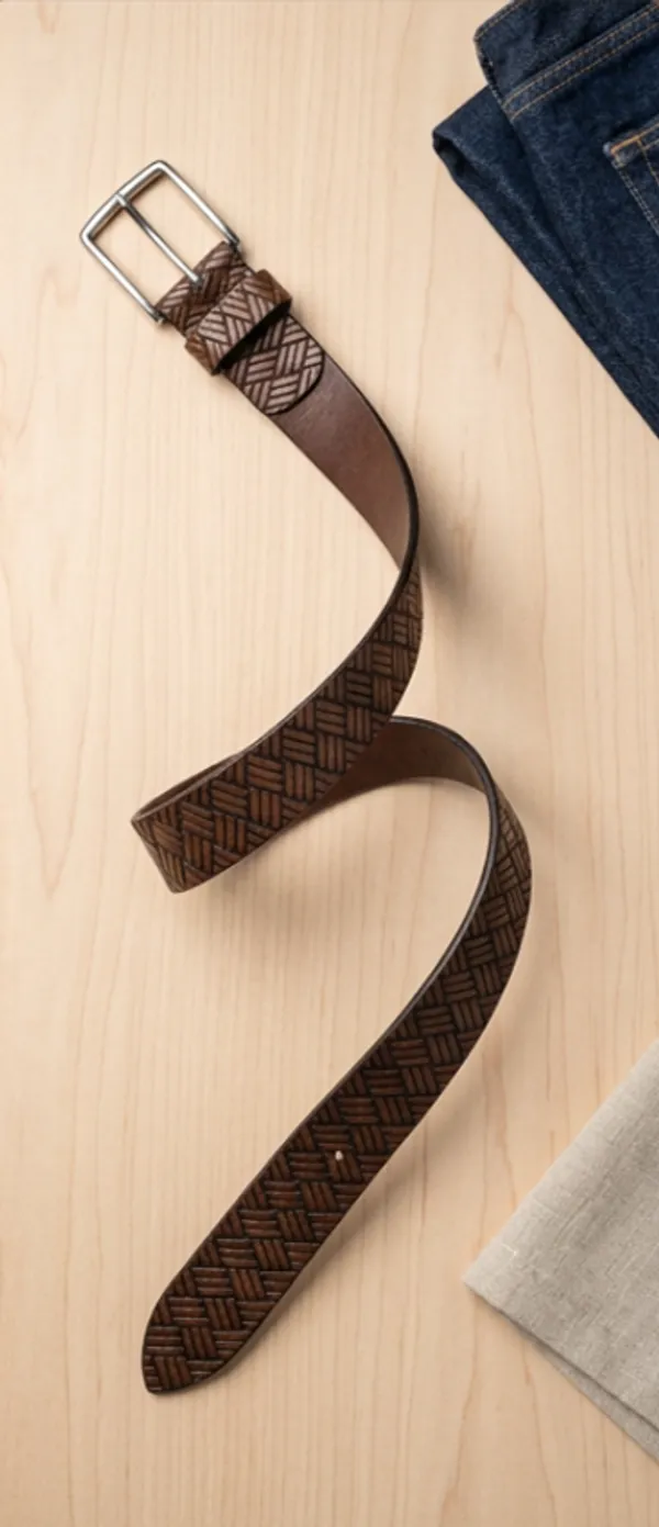 Brown_Textured_Leather_Belt_With_Silver_Buckle_For_Men