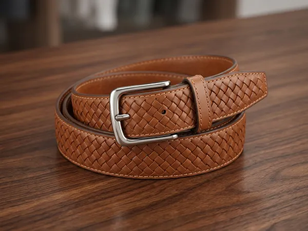Tan_Braided_Leather_Belt_With_Silver_Buckle_For_Men