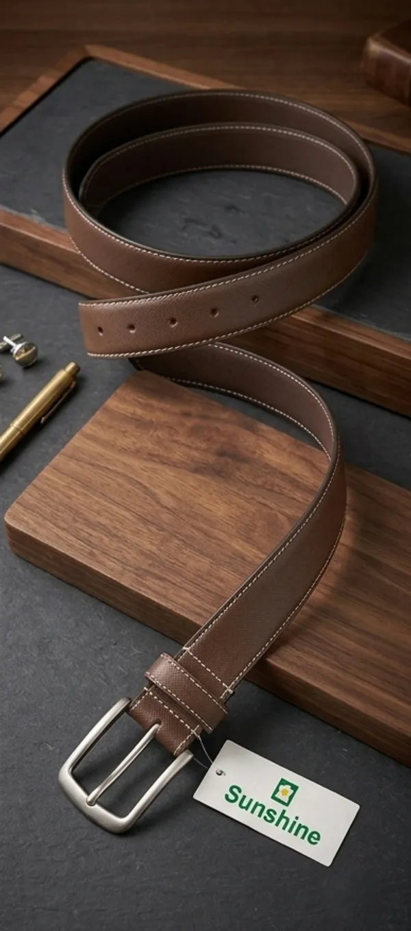 Brown_Sunshine_Genuine_Leather_Belt_And_Classic_With_Silver_Buckle_For_Men