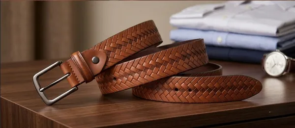 Brown_Premium_Woven_Leather_Belt_With_Metal_Buckle_For_Men
