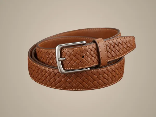 Tan_Braided_Leather_Belt_With_Silver_Buckle_For_Men