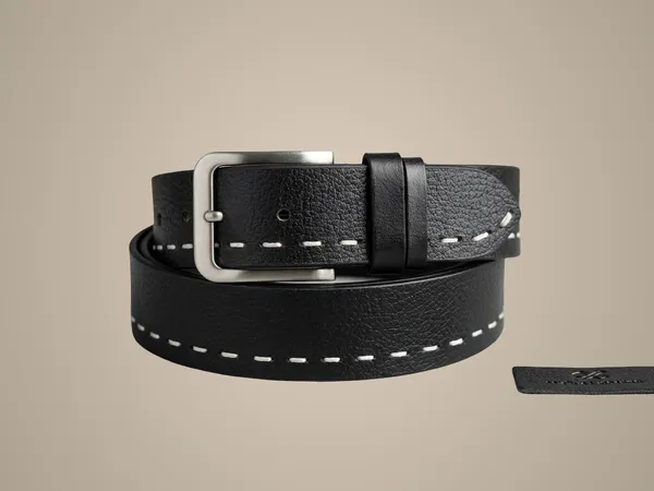 Black_Leather_Belt_With_White_Contrast_Stitching_And_Silver_Buckle_For_Men