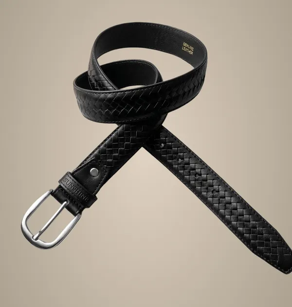 Black_Braided_Leather_Belt_With_Silver_Buckle_For_Men