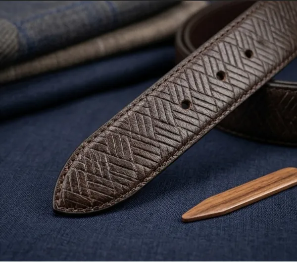 Dark_Brown_Textured_Leather_Belt_With_Silver_Buckle_For_Men