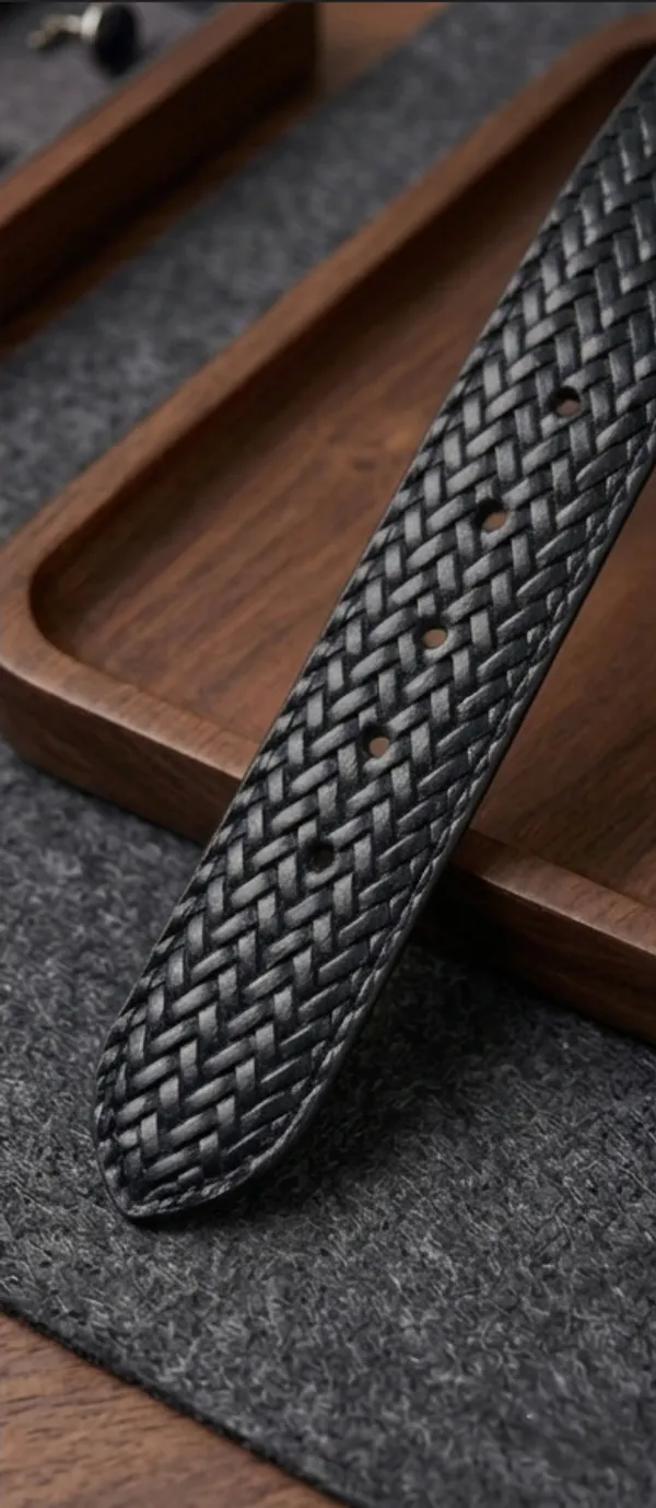 Black_Classic_Braided_Leather_Belt_With_Silver_Buckle_For_Men