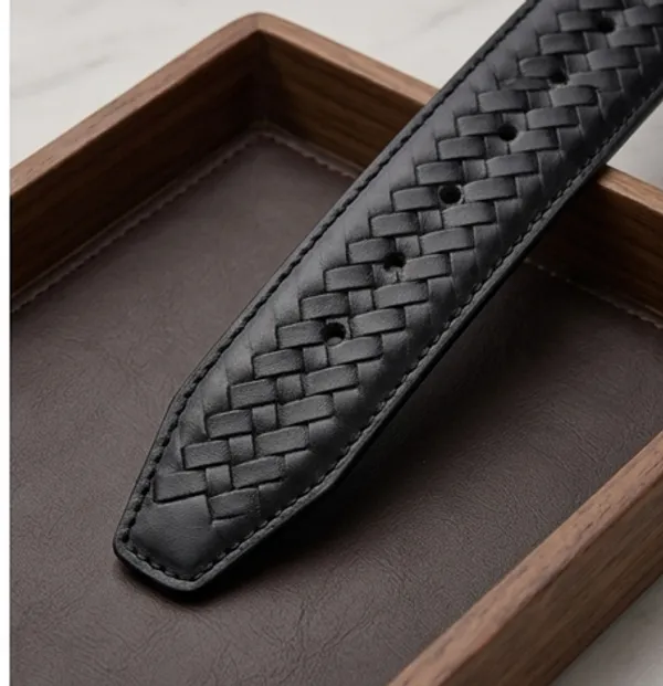 Black_Braided_Leather_Belt_With_Silver_Buckle_For_Men
