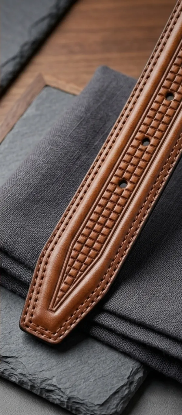 Tan_Tan_Textured_Leather_Belt_With_Silver_Buckle_For_Men
