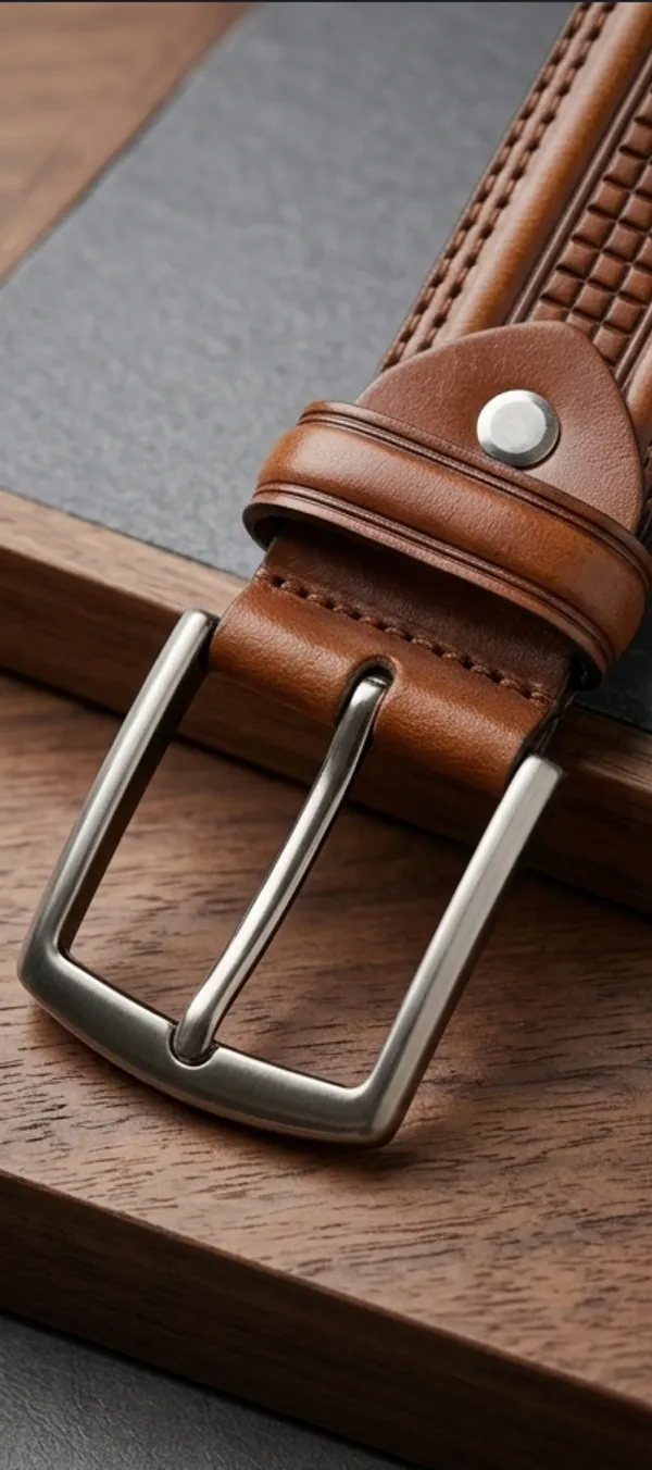 Tan_Tan_Textured_Leather_Belt_With_Silver_Buckle_For_Men