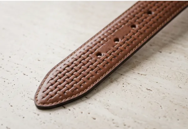 Tan_Brown_Handcrafted_Tan_Woven_Leather_Belt_With_Metal_Buckle_For_Men