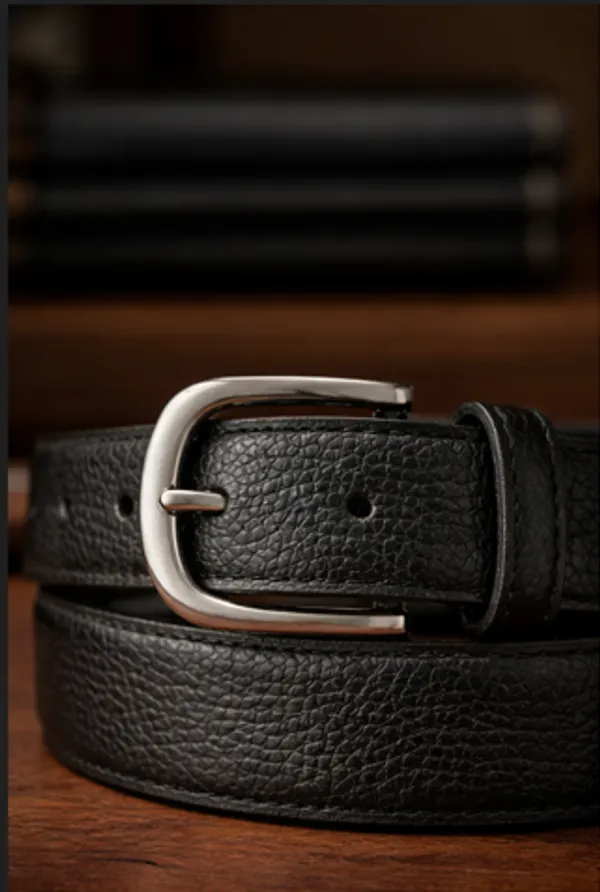 Black_Premium_Textured_Leather_Belt_With_Silver_Buckle_For_Men