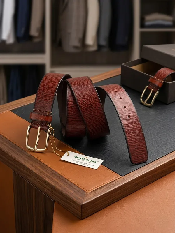 Brown_Textured_Leather_Belt_With_Silver_Buckle_For_Men