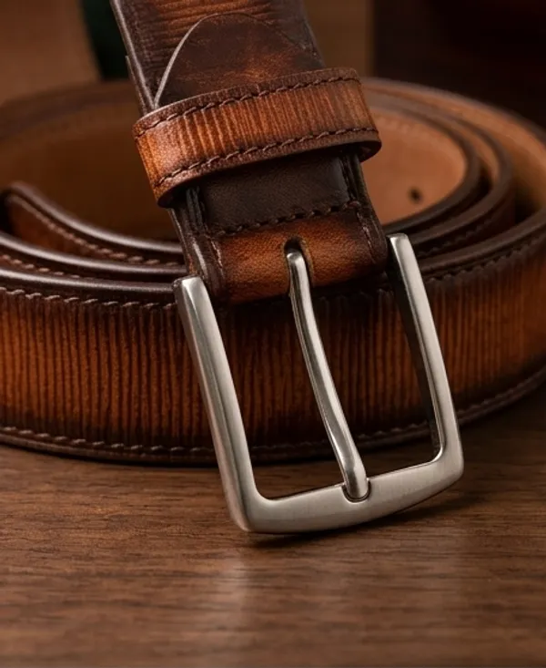 Brown_Textured_Leather_Belt_With_Silver_Buckle_For_Men