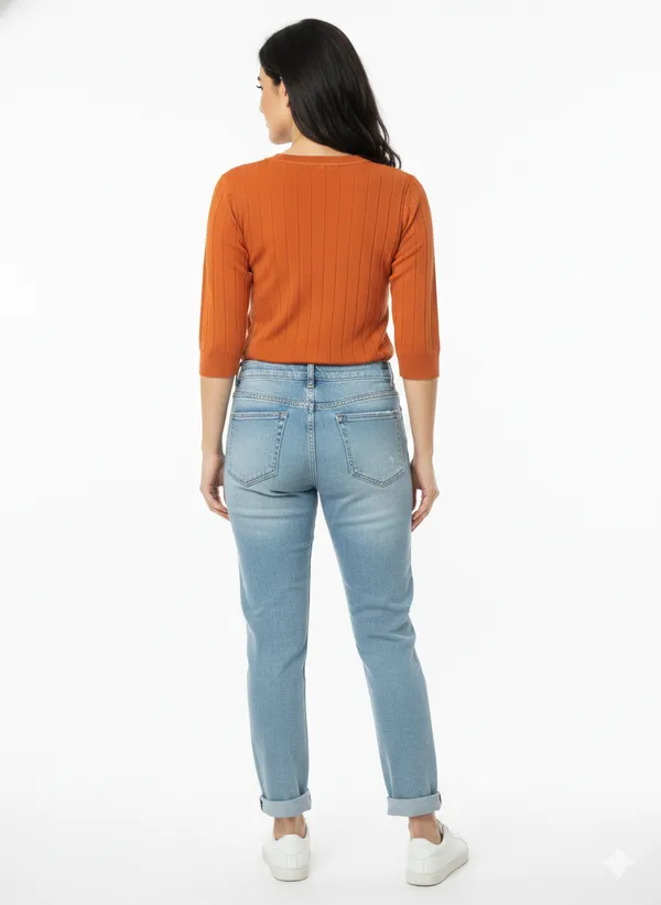 Rust_Brown_100%_Premium_Cotton_Blend_Top_For_Women