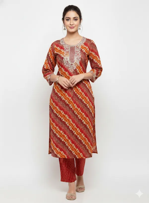 Red_Cotton_Kurta_Set_For_Women