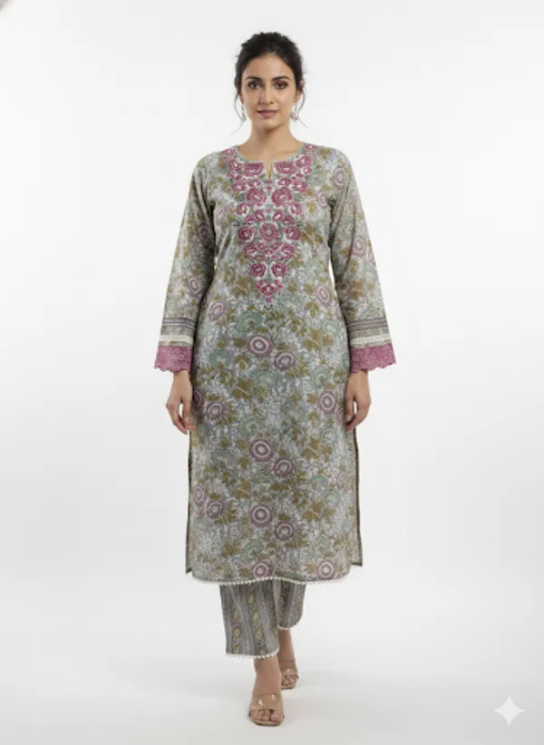 Grey_Cotton_Kurti_Pant_Set_For_Women