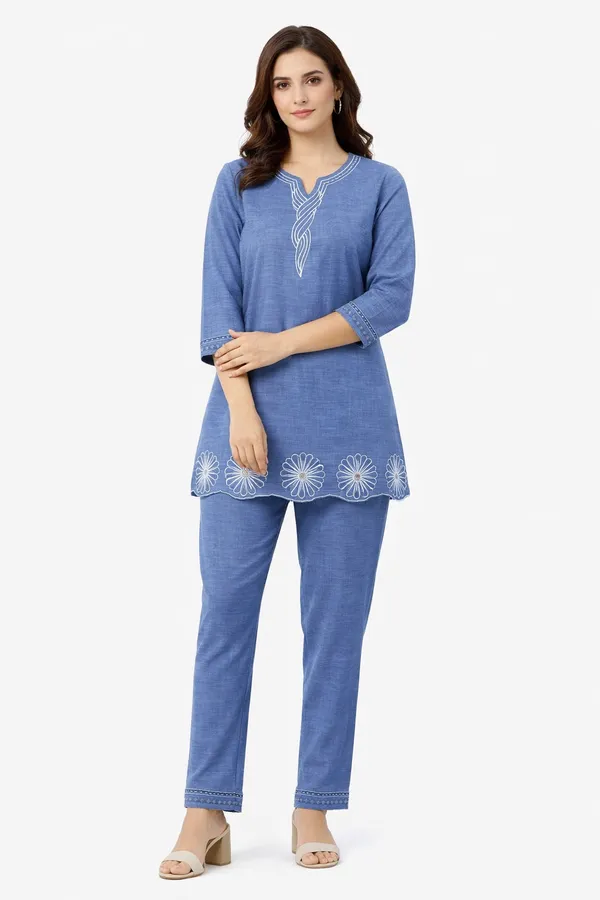 Blue_Cotton_Blend_Co-Ord_Set_For_Women