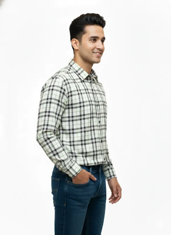 Green_Cotton_Blend_Shirt_For_Men