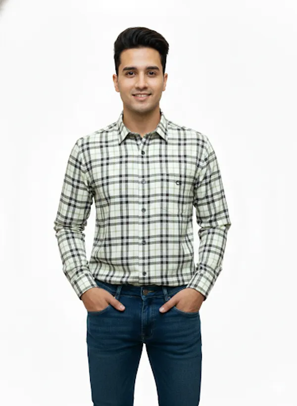 Green_Cotton_Blend_Shirt_For_Men