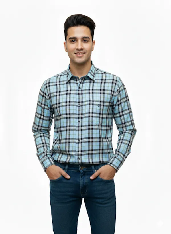 Blue_Cotton_Blend_Shirt_For_Men