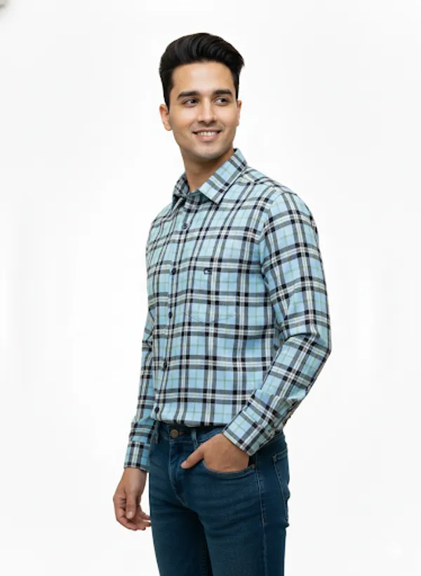 Blue_Cotton_Blend_Shirt_For_Men