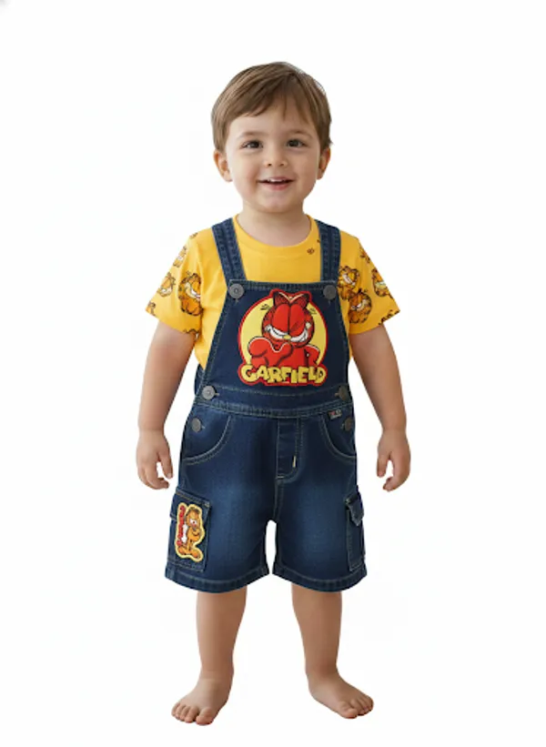 Yellow_And_Blue_Denim_Dungaree_Set_For_Kids