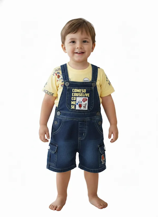 Cream_And_Blue_Cotton_Blend_Dungaree_Set_For_Kids