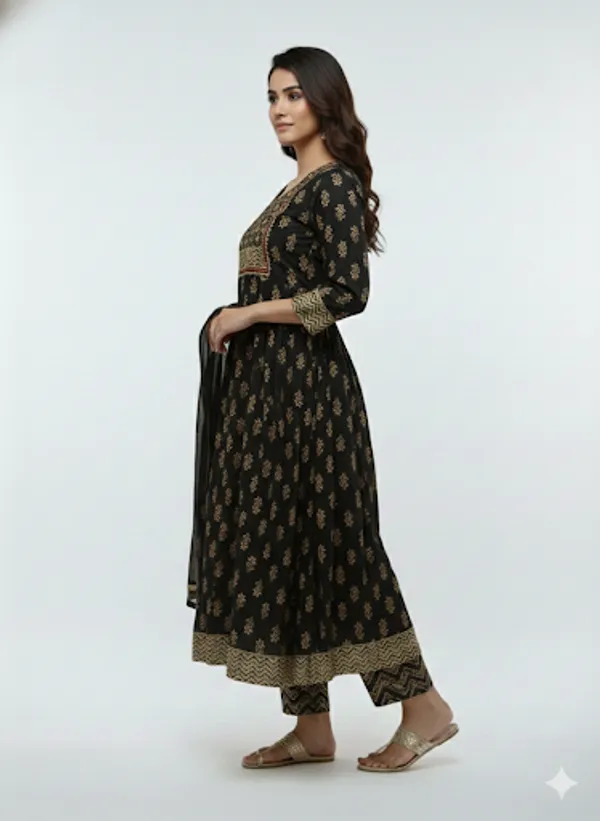 Black_Cotton_Blend_Anarkali_Set_With_Dupatta_For_Women